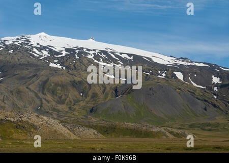 L'Islande, à l'ouest de l'Islande (aka Vesturland), Péninsule Snaefellnes. Snaefellsjokull Parc National. Le glacier snæfellsjökull. Banque D'Images