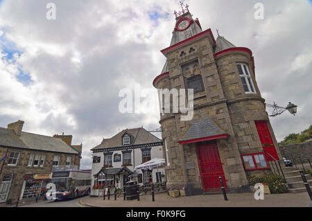 Street view horizontale de Marazion à Cornwall. Banque D'Images