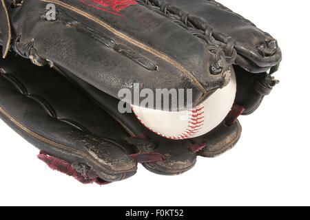 Le gant du voltigeur et Ball isolated on white Banque D'Images