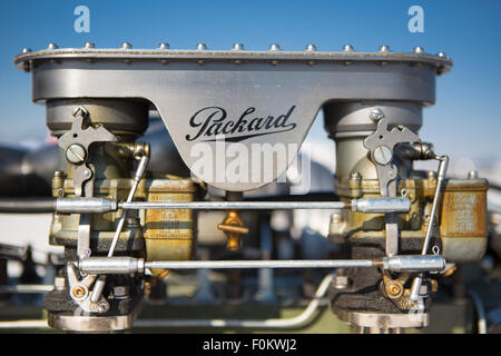 Détail d'un moteur de voiture vintage Packard pendant le monde de la vitesse 2012, à proximité de Salt Lake City. Banque D'Images