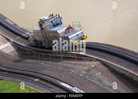 Les trains (mulets) Canal de Panama. Ces mules sont utilisés pour la commande de freinage et dans les serrures plutôt étroit. Banque D'Images