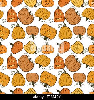 Croquis de la récolte d'Halloween seamless texture peint à la main sur fond blanc Illustration de Vecteur