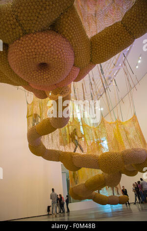 Détail de l'installation artistique faite d'Ernesto Neto : le corps qui porte moi. Guggenheim Museum, Bilbao 2014. Banque D'Images