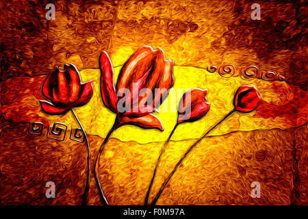 Abstract flower peinture à l'huile Banque D'Images