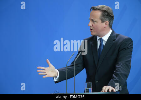 David Cameron - Treffen der dt. Bundeskanzlerin mit dem britischen Premierminister, Bundeskanzleramt, 29. Mai 2015, Berlin. Banque D'Images