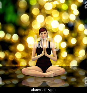 3D render of a female doing yoga Banque D'Images