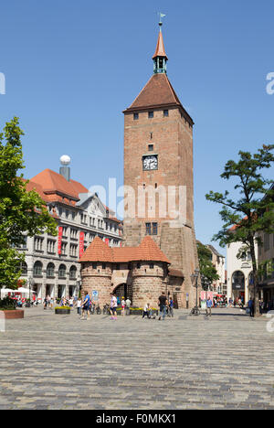 Weisser Turm Tour Blanche, Nuremberg, Bavière, Allemagne Banque D'Images