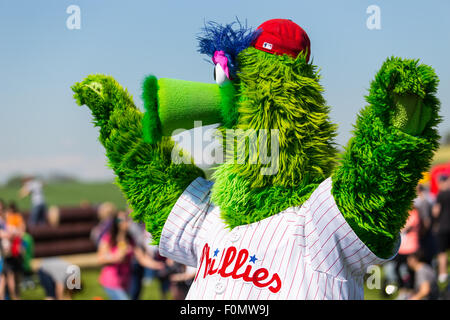 L'PHILLIE PHANATIC à la famille Fun Event dans Manor Township dans le comté de Lancaster, PA. Banque D'Images