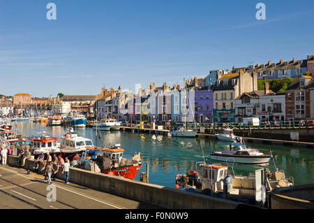 Street view horizontale de Weymouth, Dorset. Banque D'Images