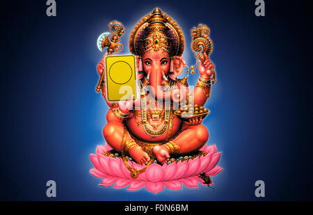 Illustration de Ganesh sur fond bleu - Dieu indien Banque D'Images