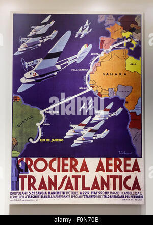 Italy-Brazil croisière transatlantique de l'air affiche publicitaire, vers 1930 Banque D'Images