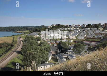 Le Caravan Park à broadsands sur la côte sud du Devon Banque D'Images