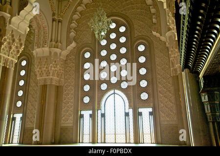 Intérieur de la Mosquée Hassan II, Casablanca, Maroc, Afrique du Nord Banque D'Images