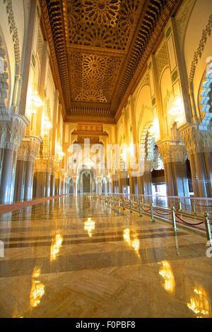 Intérieur de la Mosquée Hassan II, Casablanca, Maroc, Afrique du Nord Banque D'Images