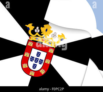 Drapeau de Ceuta, Espagne. Close Up. Banque D'Images