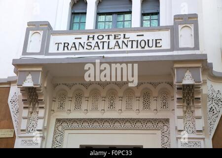 1922 Hotel Transatlantique avec l'architecture Art Déco extérieur, Casablanca, Maroc, Afrique du Nord Banque D'Images