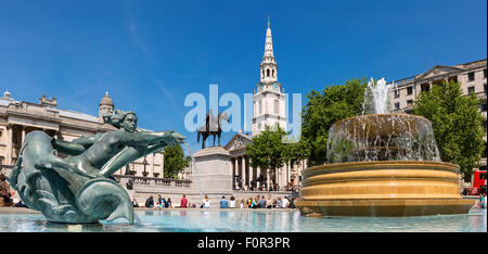 Londres, Trafalgar Square et la National Gallery Banque D'Images