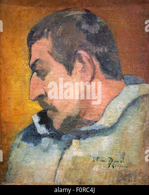 Self Portrait 1896 de Paul Gauguin 1848-1903 autoportrait, dédié à son ami Daniel. Banque D'Images