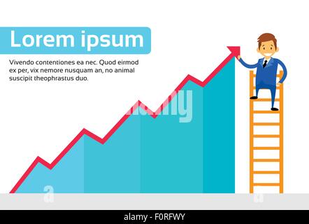 Businessman Standing Afficher graphique Flèche vers le rouge Illustration de Vecteur