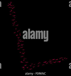 La Volée d'oiseaux dans la forme de la lettre L. Banque D'Images