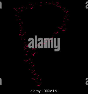 La Volée d'oiseaux dans la forme de la lettre p Banque D'Images