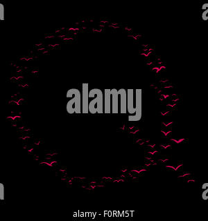 La Volée d'oiseaux dans la forme de la lettre q Banque D'Images