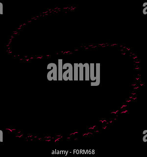 La Volée d'oiseaux dans la forme de la lettre s Banque D'Images