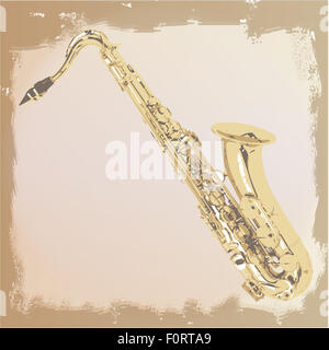 Un fond grunge style saxophone avec zones décolorées et déchiqueté Banque D'Images