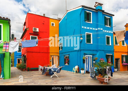Maisons colorées sur la Burano, Venise, Italie Banque D'Images