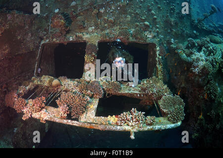 Mer Rouge, Egypte. 15 Oct, 2014. Plongeur à la recherche de shipwreck ''Giannis D''. Mer Rouge, Egypte, l'Afrique. © Andrey Nekrasov/ZUMA/ZUMAPRESS.com/Alamy fil Live News Banque D'Images