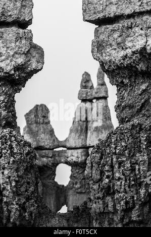Résumé des formations rocheuses dans le Bryce Canyon La Photographie noir et blanc Banque D'Images