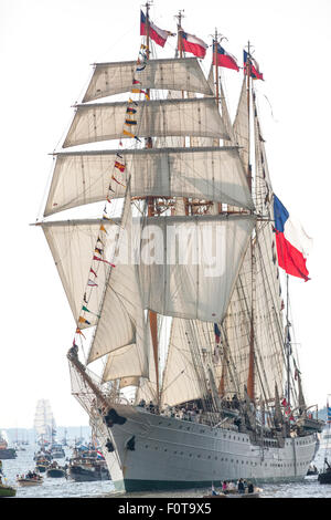 Le grand voilier Esmeralda du Chili, de l'Amsterdam Sail 2015 Banque D'Images