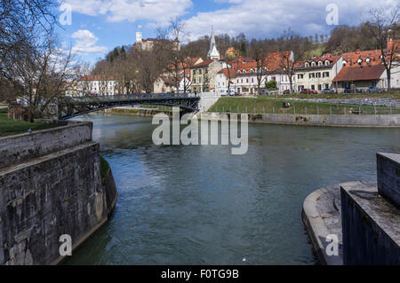 Confluent des rivières Ljubljanica et gradascica à Trnovo, Ljubljana Banque D'Images