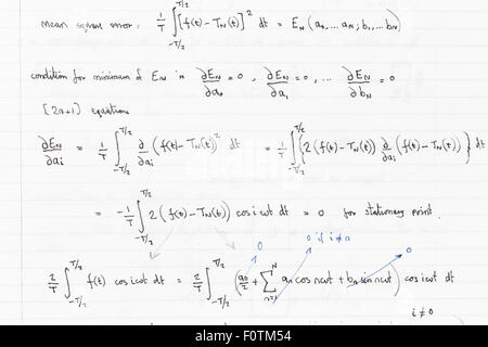 La page de main wriiten formules avec fonctions d'analyse de Fourier Banque D'Images