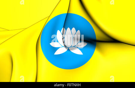 République de Kalmoukie Drapeau 3D, la Russie. Close Up. Banque D'Images