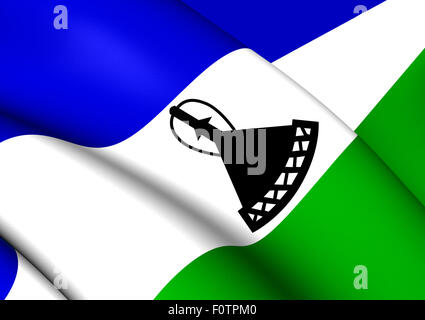 Drapeau du Lesotho. Close Up. Banque D'Images