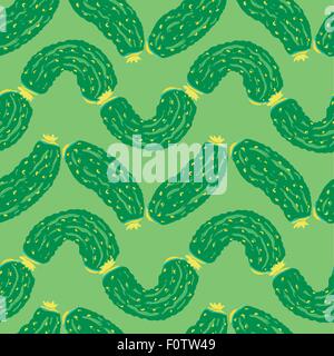 Modèle sans couture avec concombres vert Illustration de Vecteur