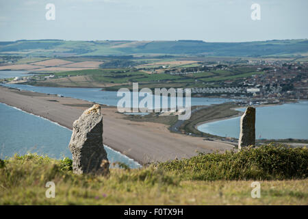 Menhirs sur l'île de Portland, Dorset Banque D'Images