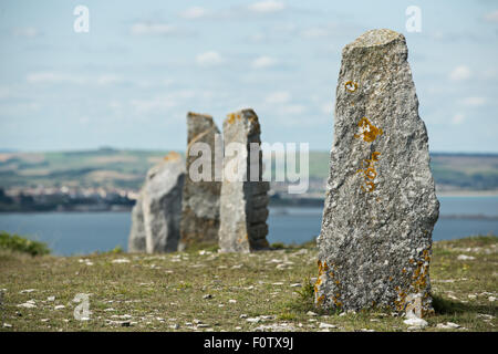 Menhirs sur l'île de Portland, Dorset Banque D'Images