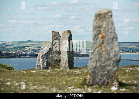 Menhirs sur l'île de Portland, Dorset Banque D'Images