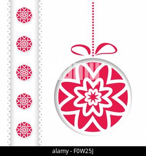 Vector abstract carte de Noël. Balle rouge à partir de papier découpées sur fond blanc. Illustration de Vecteur