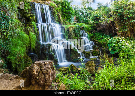 La chute d'eau connue sous le nom de la Cascade sur le Bowood Estate dans le Wiltshire en été. Banque D'Images