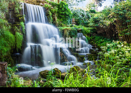 La chute d'eau connue sous le nom de la Cascade sur le Bowood Estate dans le Wiltshire en été. Banque D'Images