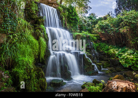 La chute d'eau connue sous le nom de la Cascade sur le Bowood Estate dans le Wiltshire en été. Banque D'Images