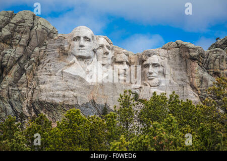 L'affichage des présidents lors de l'établissement Mount Rushmore National Memorial près de Keystone, Dakota du Sud, USA. Banque D'Images