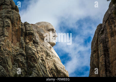 Le profil de George Washington à Mount Rushmore National Memorial, près de Keystone, Dakota du Sud, USA, United States. Banque D'Images