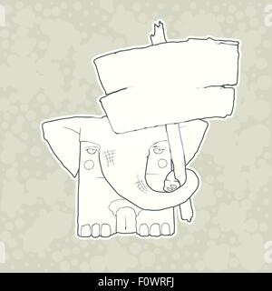 Personnage en bois avec des éléphants poster isolé sur fond uni. Vecteur. Illustration de Vecteur