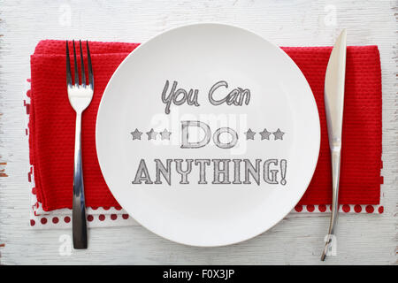 Repas d'inspiration vous pouvez faire n'importe quoi avec les paramètres de table Banque D'Images
