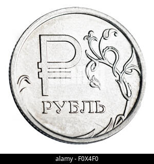 Rouble russe un coin isolé sur blanc avec clipping path Banque D'Images