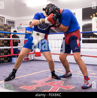 Edinburgh, Royaume-Uni ; 22 août 2015 ; MGM Ecosse Boxing formation publique ; OMS ; MGM Ecosse Formation Public Boxe Club de Boxe Amateur Lochend à ; Mark Ingram/Alamy Live News Banque D'Images